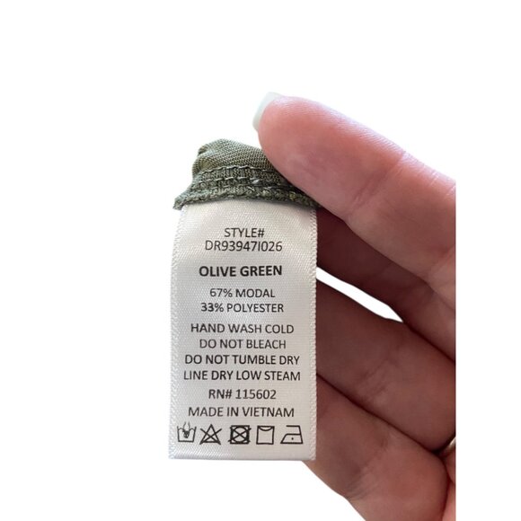 Lush Fly Away Modal Shift Dress Olive Green Size XL Minimalist Boho Summer Flowy - Picture 5 of 15